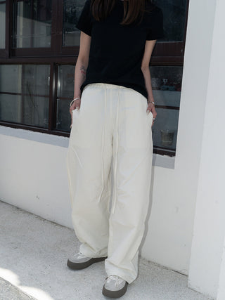 Loose drawstring casual cotton pants