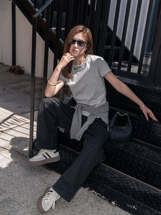 Loose drawstring casual cotton pants