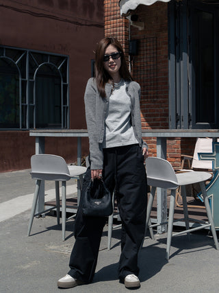 Loose drawstring casual cotton pants