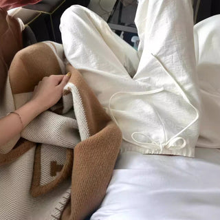 Loose drawstring casual cotton pants