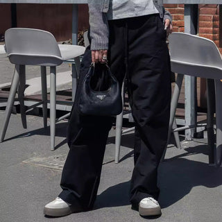 Loose drawstring casual cotton pants