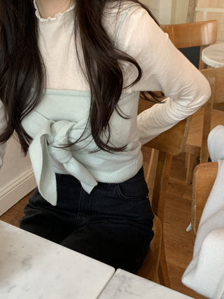 Long sleeve bottoming shirt and kitted sling two-piece set