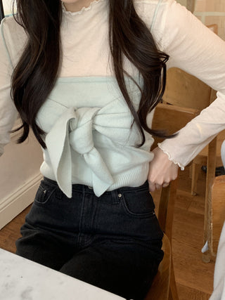 Long sleeve bottoming shirt and kitted sling two-piece set