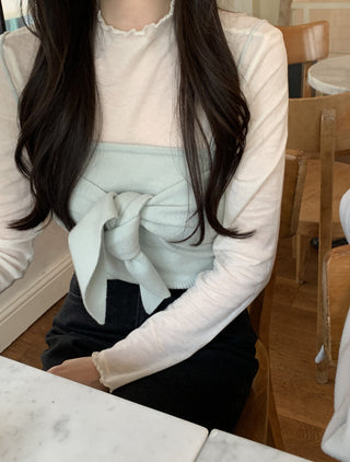 Long sleeve bottoming shirt and kitted sling two-piece set