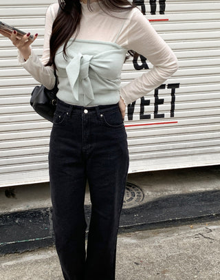 Long sleeve bottoming shirt and kitted sling two-piece set