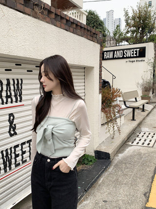 Long sleeve bottoming shirt and kitted sling two-piece set