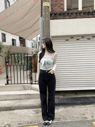 Long sleeve bottoming shirt and kitted sling two-piece set