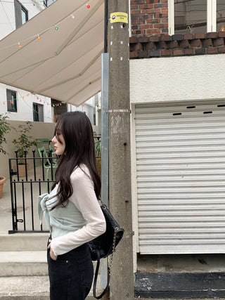 Long sleeve bottoming shirt and kitted sling two-piece set