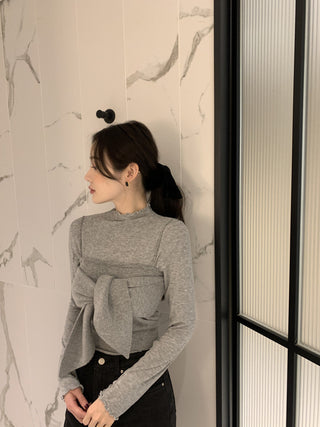 Long sleeve bottoming shirt and kitted sling two-piece set