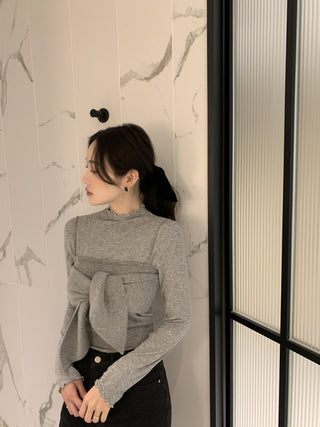 Long sleeve bottoming shirt and kitted sling two-piece set