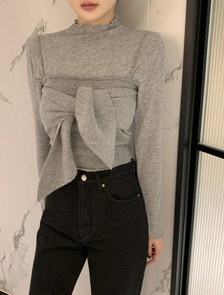 Long sleeve bottoming shirt and kitted sling two-piece set