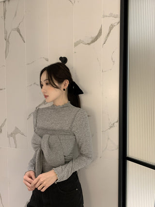 Long sleeve bottoming shirt and kitted sling two-piece set