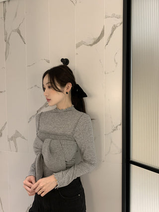 Long sleeve bottoming shirt and kitted sling two-piece set