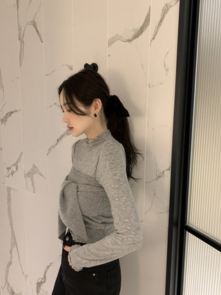 Long sleeve bottoming shirt and kitted sling two-piece set