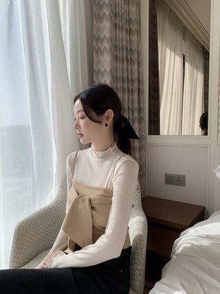 Long sleeve bottoming shirt and kitted sling two-piece set