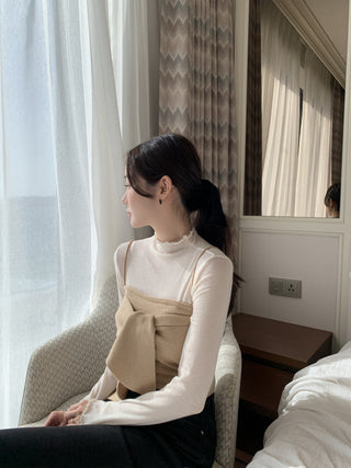 Long sleeve bottoming shirt and kitted sling two-piece set