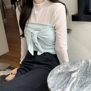 Long sleeve bottoming shirt and kitted sling two-piece set