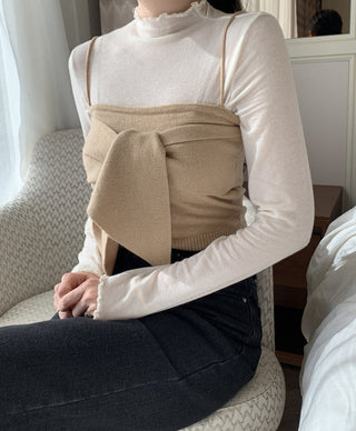 Long sleeve bottoming shirt and kitted sling two-piece set