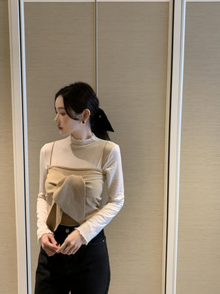 Long sleeve bottoming shirt and kitted sling two-piece set