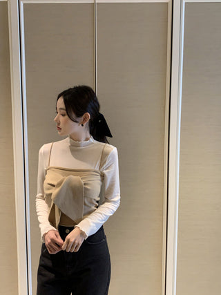 Long sleeve bottoming shirt and kitted sling two-piece set