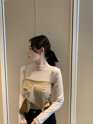 Long sleeve bottoming shirt and kitted sling two-piece set