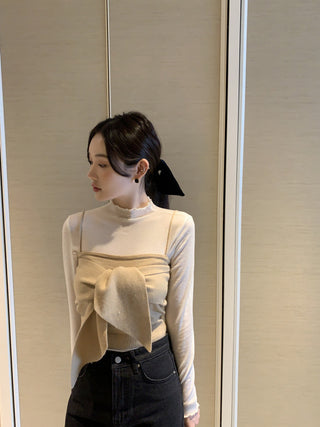 Long sleeve bottoming shirt and kitted sling two-piece set