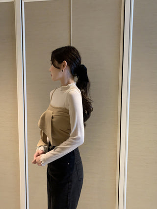 Long sleeve bottoming shirt and kitted sling two-piece set