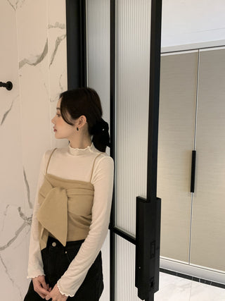 Long sleeve bottoming shirt and kitted sling two-piece set