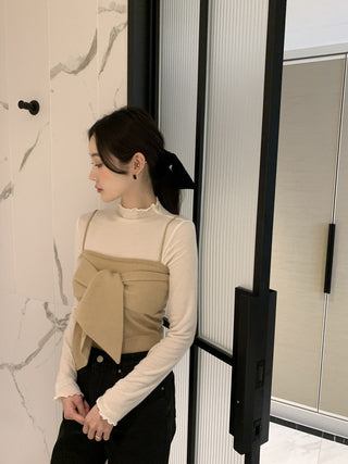 Long sleeve bottoming shirt and kitted sling two-piece set