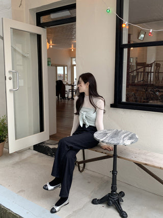 Long sleeve bottoming shirt and kitted sling two-piece set