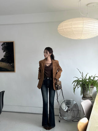 Irregular Swing Collar long Sleeve Top