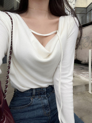 Irregular Swing Collar long Sleeve Top