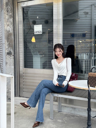 Irregular Swing Collar long Sleeve Top