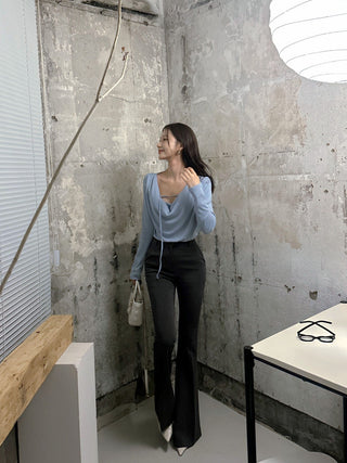 Irregular Swing Collar long Sleeve Top