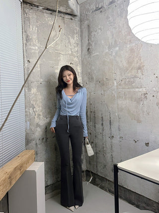 Irregular Swing Collar long Sleeve Top