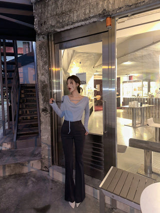 Irregular Swing Collar long Sleeve Top