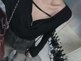 Irregular Swing Collar long Sleeve Top