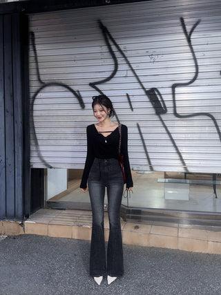 Irregular Swing Collar long Sleeve Top