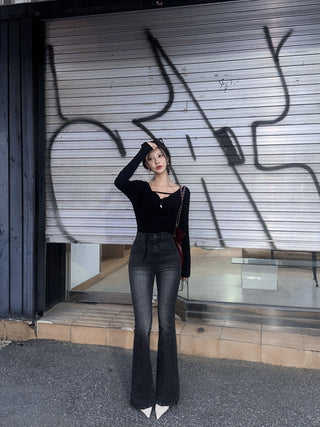 Irregular Swing Collar long Sleeve Top