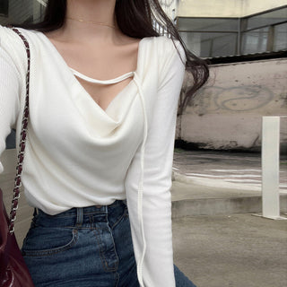 Irregular Swing Collar long Sleeve Top