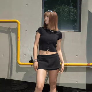 A-line Low Waist Skirt suit