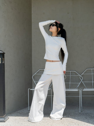 Fake two-piece slim kangaroo pants