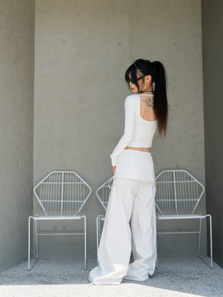 Fake two-piece slim kangaroo pants