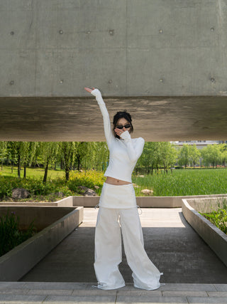 Fake two-piece slim kangaroo pants