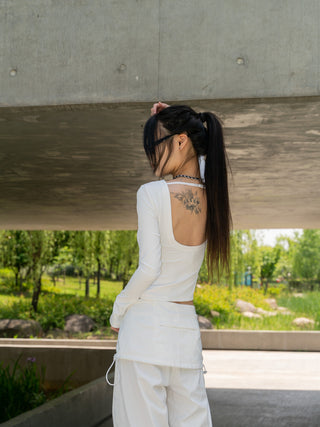 Fake two-piece slim kangaroo pants