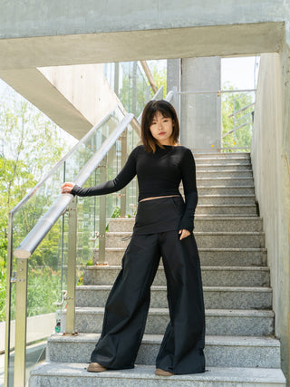 Fake two-piece slim kangaroo pants