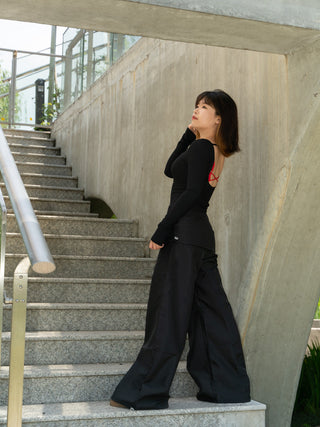 Fake two-piece slim kangaroo pants