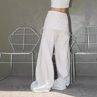 Fake two-piece slim kangaroo pants