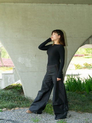 Fake two-piece slim kangaroo pants