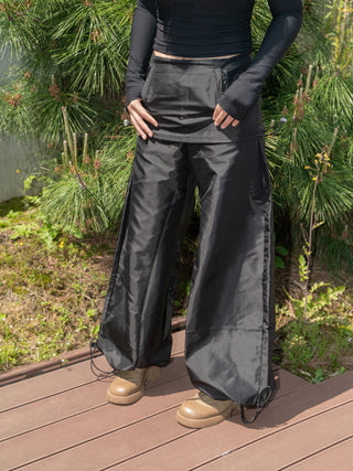 Fake two-piece slim kangaroo pants